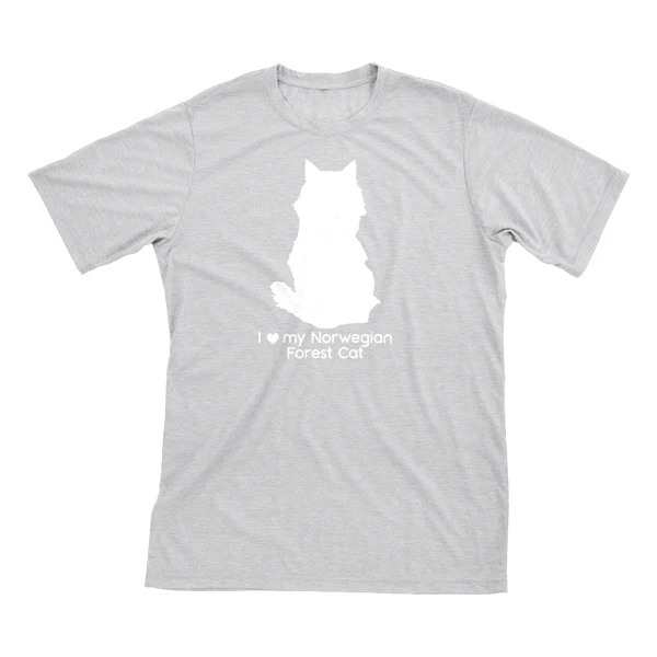 I Love My Norwegian Forest Cat Must Love Cats White On Heathered Grey Short Sleeve T-Shirt