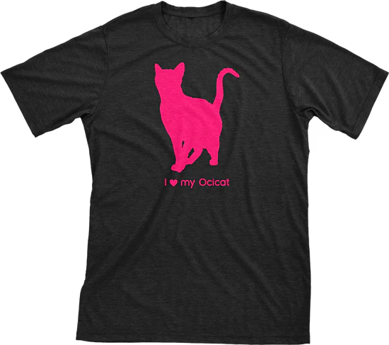 I Love My Ocicat Must Love Cats Hot Pink On Black Short Sleeve T-Shirt