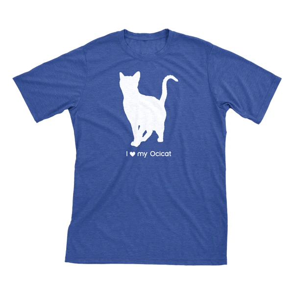 I Love My Ocicat Must Love Cats White On Heathered Royal Blue Short Sleeve T-Shirt