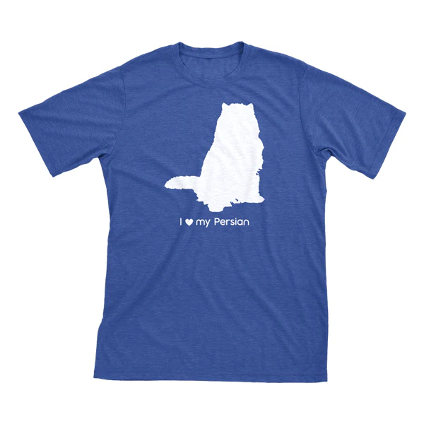 I Love My Persian Must Love Cats White On Heathered Royal Blue Short Sleeve T-Shirt