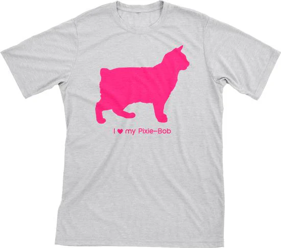 I Love My Pixie-Bob Must Love Cats Hot Pink On Heathered Grey Short Sleeve T-Shirt