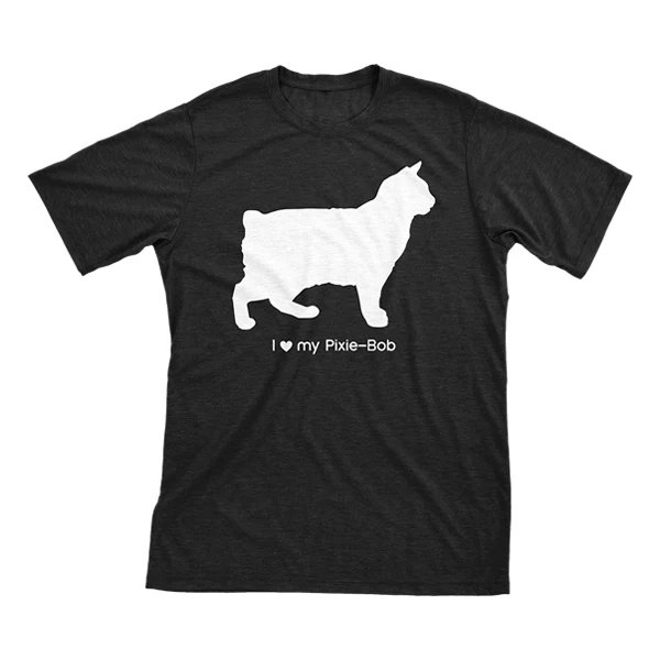 I Love My Pixie-Bob Must Love Cats White On Black Short Sleeve T-Shirt