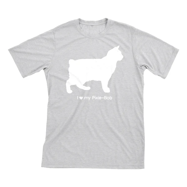 I Love My Pixie-Bob Must Love Cats White On Heathered Grey Short Sleeve T-Shirt