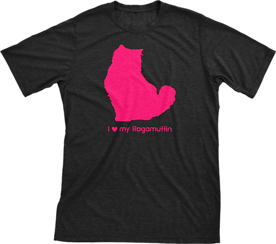 I Love My Ragamuffin Must Love Cats Hot Pink On Black Short Sleeve T-Shirt