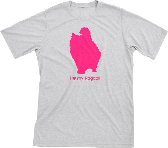 I Love My Ragdoll Must Love Cats Hot Pink On Heathered Grey Short Sleeve T-Shirt