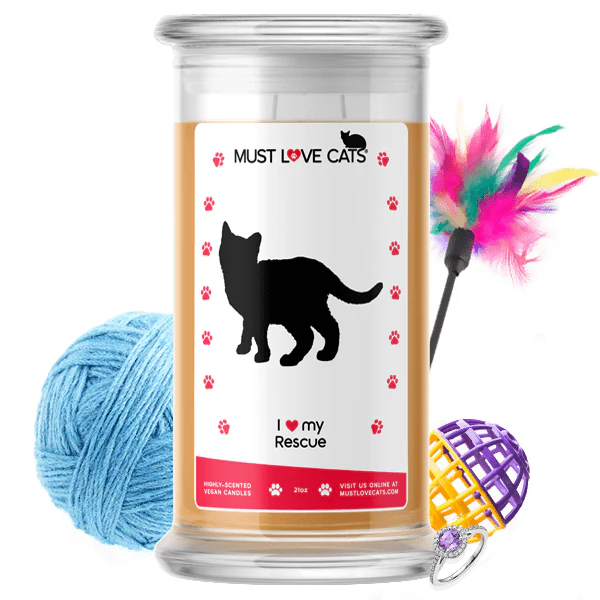 I Love My Rescue Must Love Cats Candle