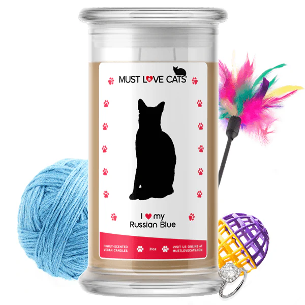 I Love My Russian Blue Must Love Cats Candle