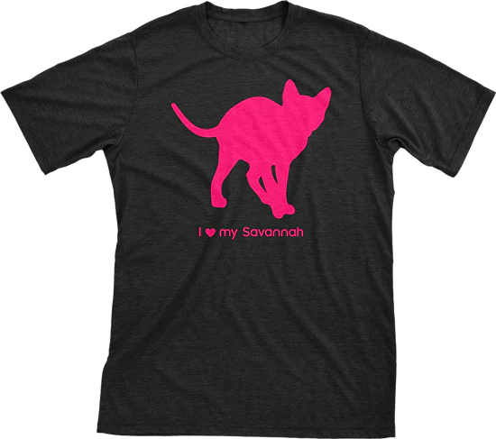 I Love My Savannah Must Love Cats Hot Pink On Black Short Sleeve T-Shirt