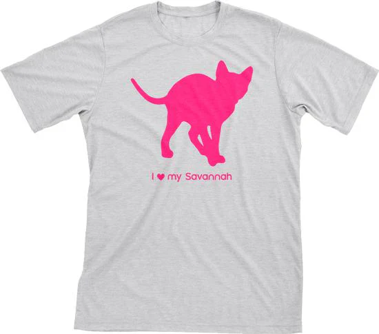 I Love My Savannah Must Love Cats Hot Pink On Heathered Grey Short Sleeve T-Shirt