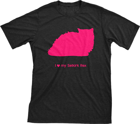 I Love My Selkirk Rex Must Love Cats Hot Pink On Black Short Sleeve T-Shirt