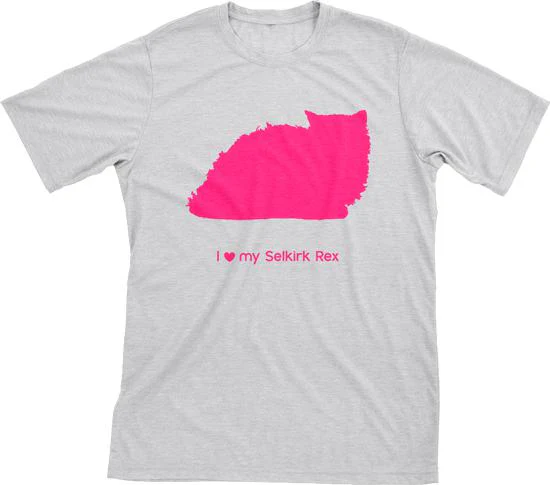 I Love My Selkirk Rex Must Love Cats Hot Pink On Heathered Grey Short Sleeve T-Shirt