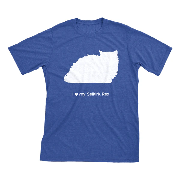 I Love My Selkirk Rex Must Love Cats White On Heathered Royal Blue Short Sleeve T-Shirt