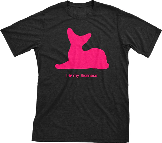 I Love My Siamese Must Love Cats Hot Pink On Black Short Sleeve T-Shirt