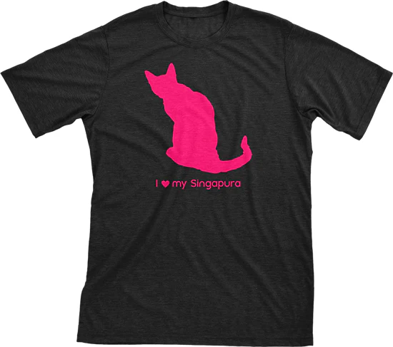 I Love My Singapura Must Love Cats Hot Pink On Black Short Sleeve T-Shirt