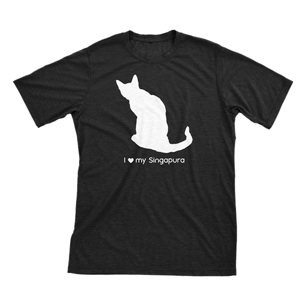 I Love My Singapura Must Love Cats White On Black Short Sleeve T-Shirt
