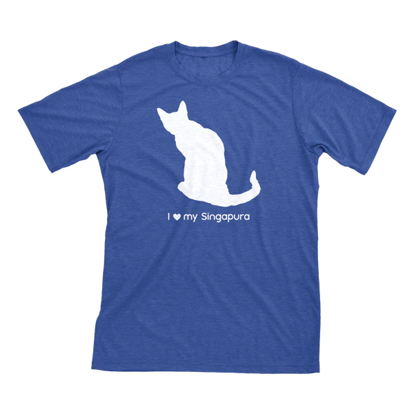 I Love My Singapura Must Love Cats White On Heathered Royal Blue Short Sleeve T-Shirt