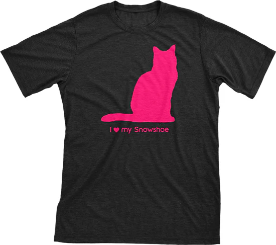 I Love My Snowshoe Must Love Cats Hot Pink On Black Short Sleeve T-Shirt