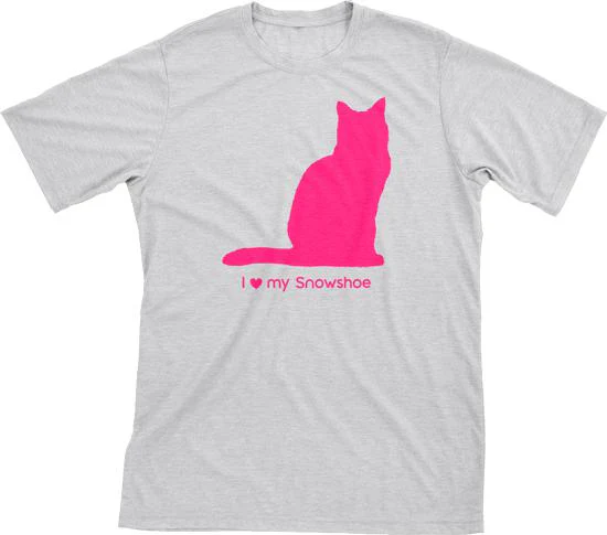 I Love My Snowshoe Must Love Cats Hot Pink On Heathered Grey Short Sleeve T-Shirt