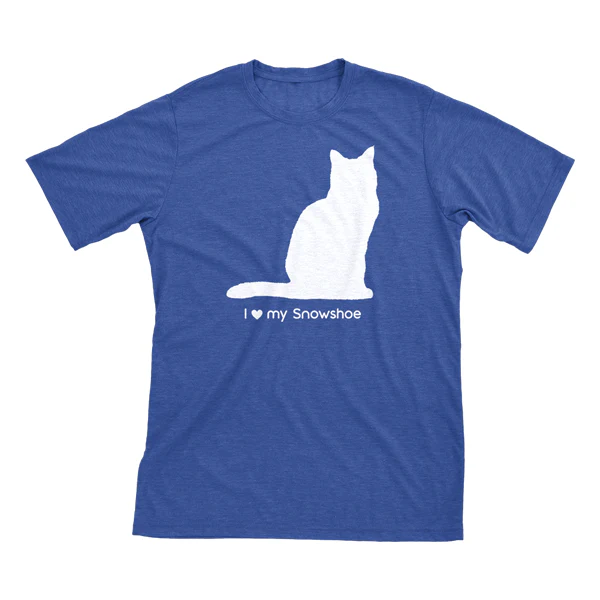 I Love My Snowshoe Must Love Cats White On Heathered Royal Blue Short Sleeve T-Shirt