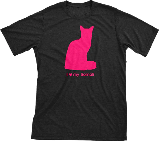 I Love My Somali Must Love Cats Hot Pink On Black Short Sleeve T-Shirt