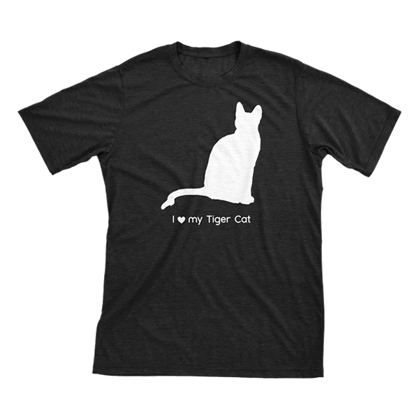 I Love My Tiger Cat Must Love Cats White On Black Short Sleeve T-Shirt