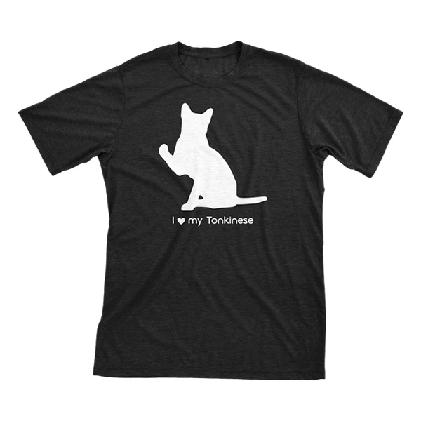 I Love My Tonkinese Must Love Cats White On Black Short Sleeve T-Shirt