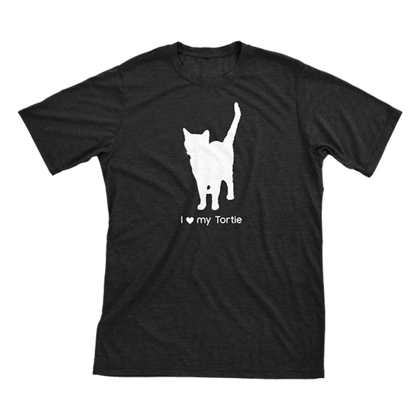 I Love My Tortie Must Love Cats White On Black Short Sleeve T-Shirt