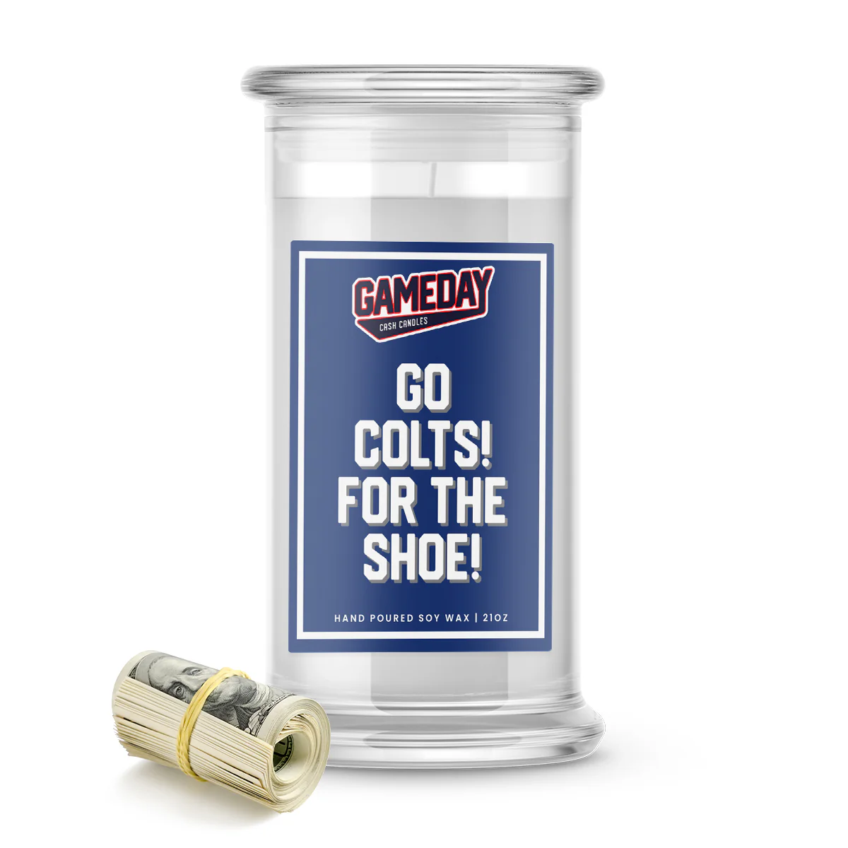 Indianapolis Colts GO COLTS! Cash Candle