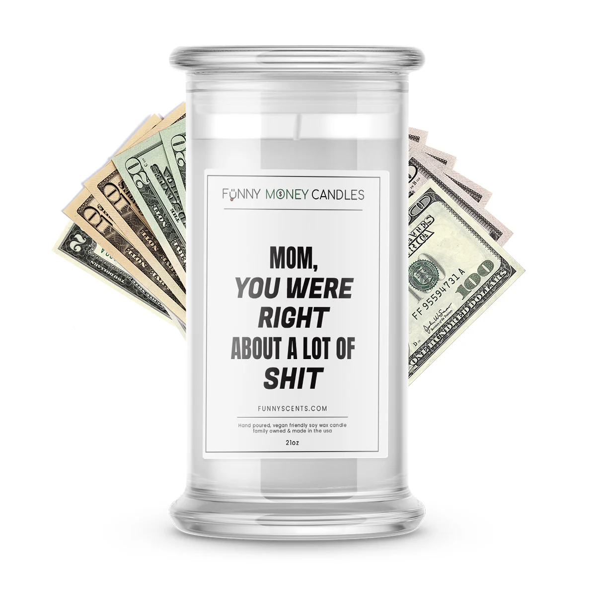 Mom, you were right about a lot of shit Money Funny Candles