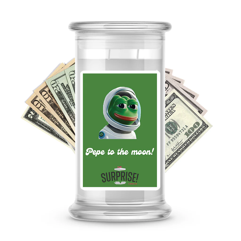 Pepe The Frog Meme Cash Money Candle - Pepe To The Moon! (Moonboy)