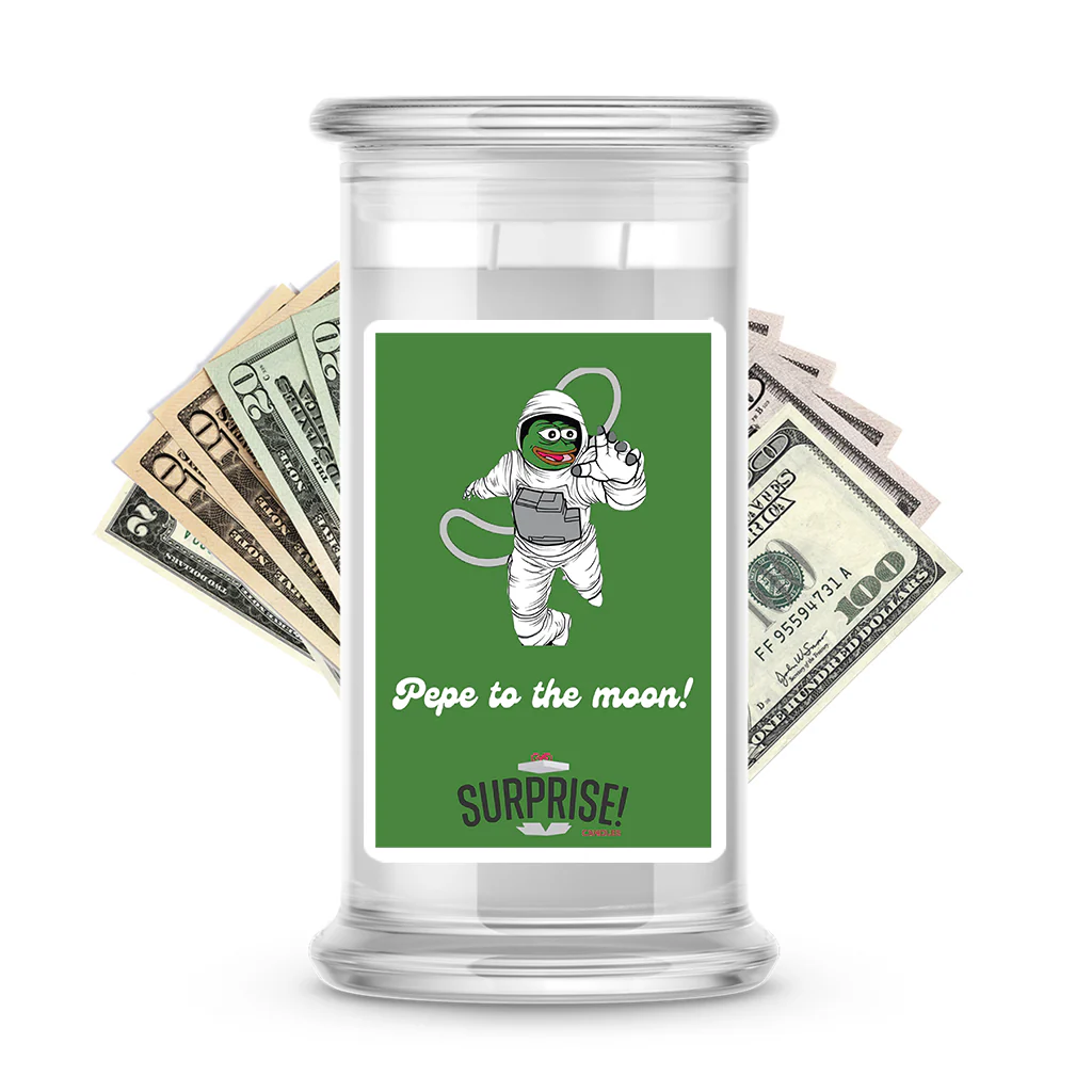 Pepe The Frog Meme Cash Money Candle - Pepe To The Moon! (Astronaut)