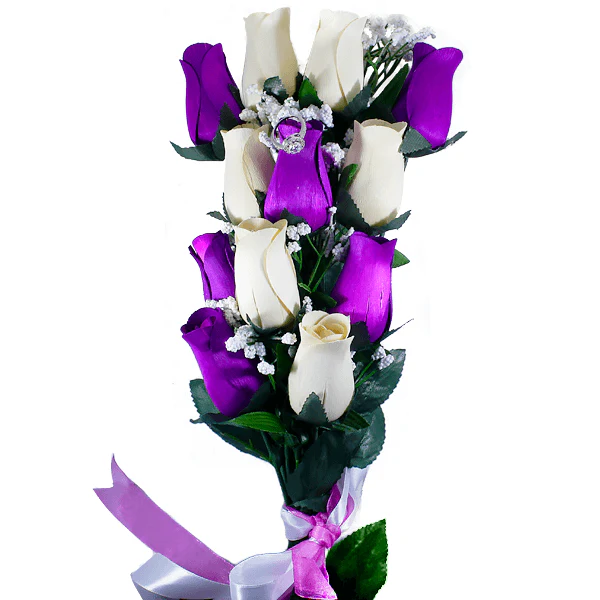 Purple & Cream Bouquet Jewelry Roses - Image 2