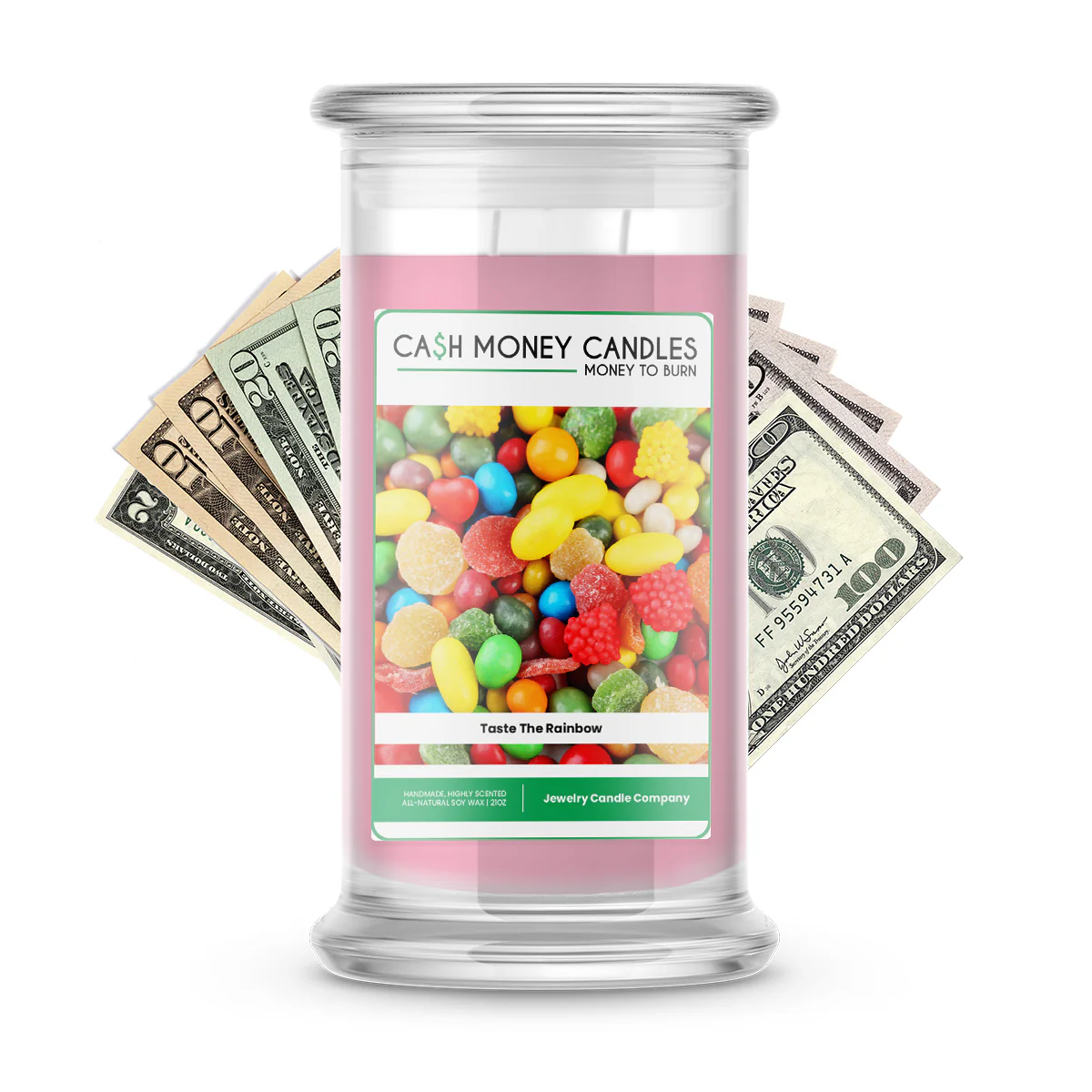 Taste the Rainbow Cash Money Candle