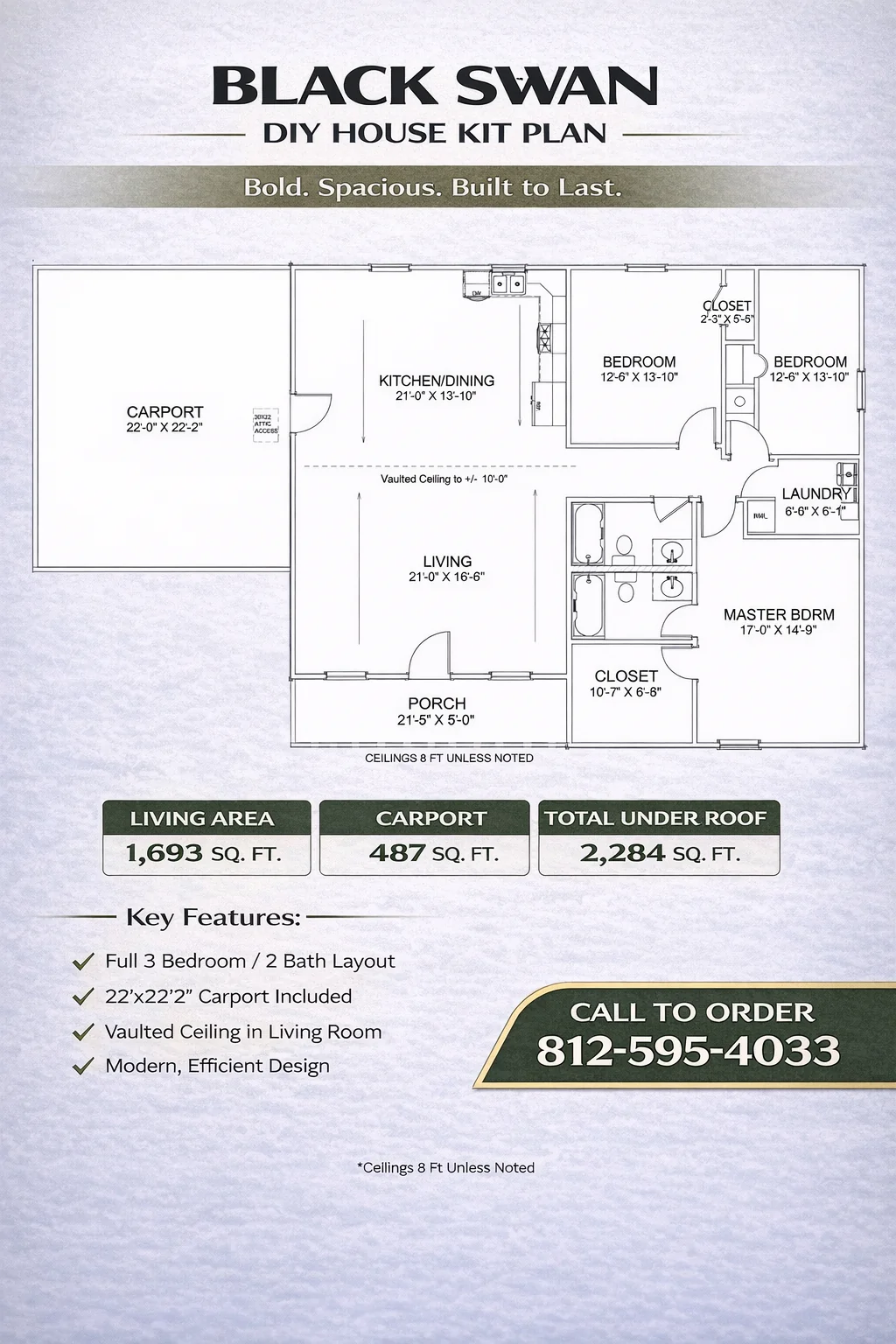 The Black Swan Affordable House Kit (3 bed 2 bath plus Carport) - Image 2