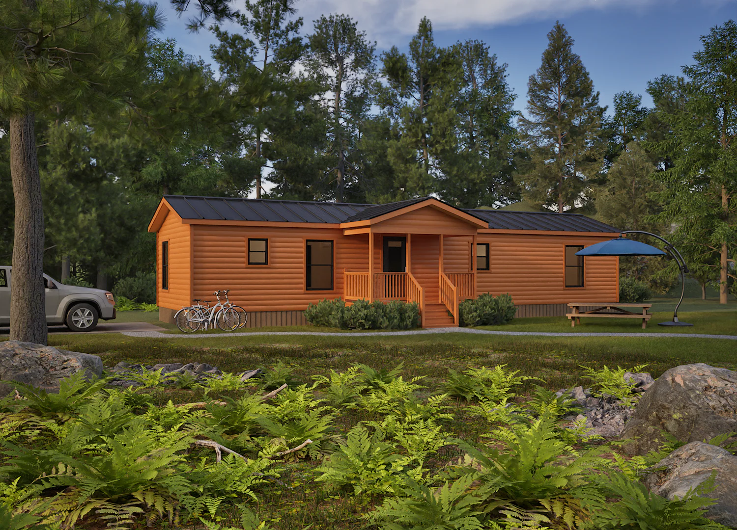 The Lake Michigan Amish Built Modular Cabin (2 bed 2 bath)