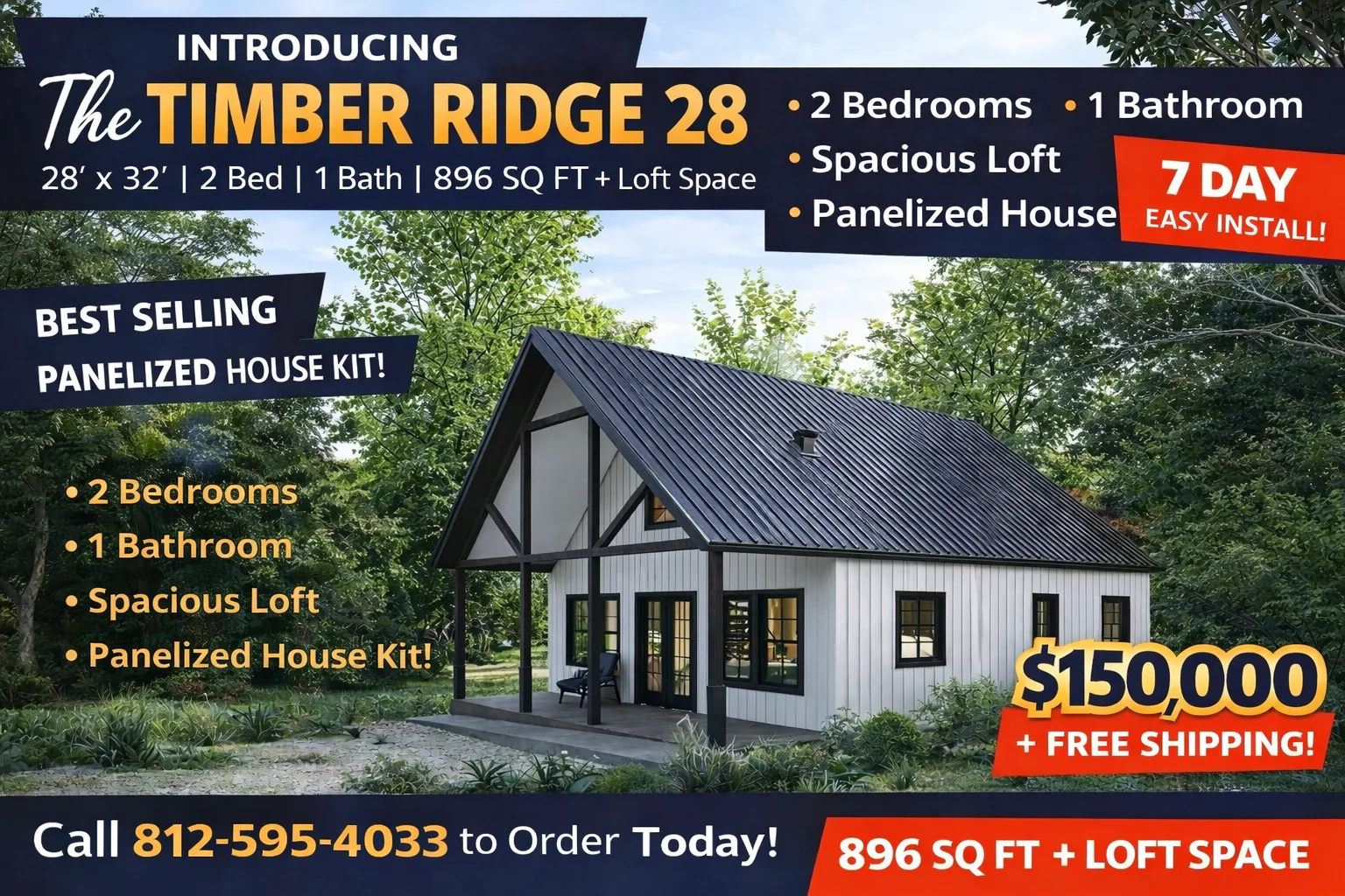 The Timber Ridge 28 Panelized House Kit - Image 3