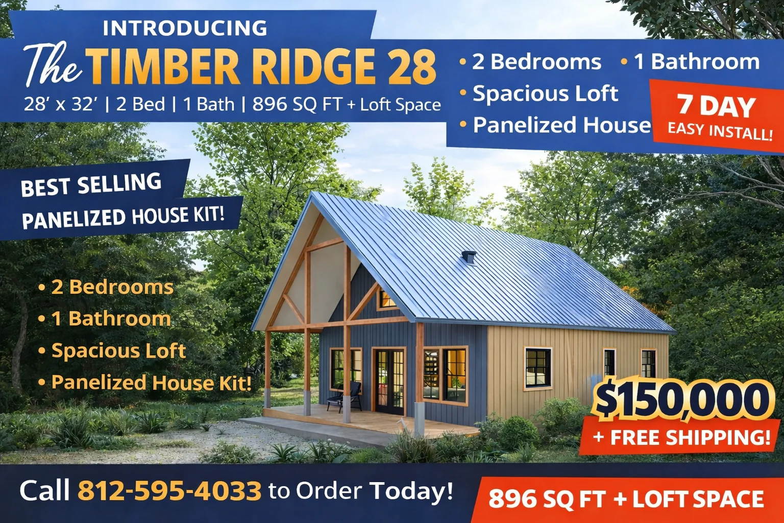 The Timber Ridge 28 Panelized House Kit - Image 4