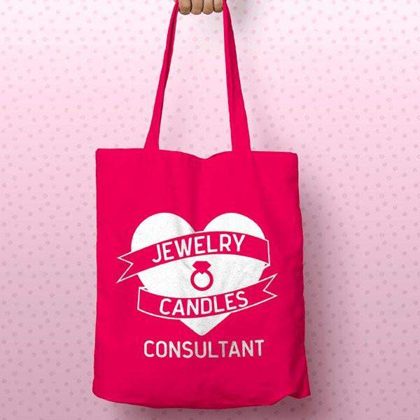 White On Hot Pink Heart Banner Canvas Tote Bag - Jewelry Clothing